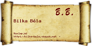 Bilka Béla névjegykártya